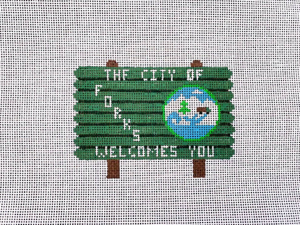 Welcome to Forks Sign – Nightowls Needlepoint